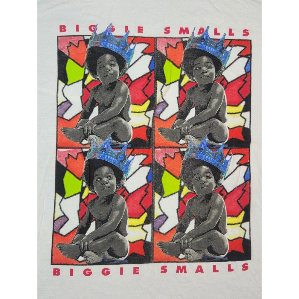 The Notorious B.I.G. Biggie Smalls Baby Crown Pop Art Graphic T-Shirt White L